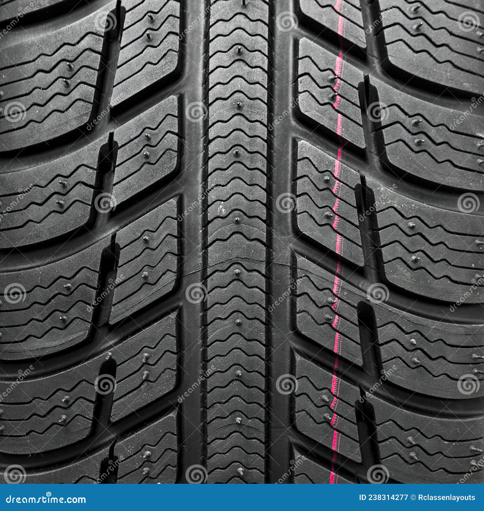 Winter Car Tires Closeup Wheel Profile Structure on White Background