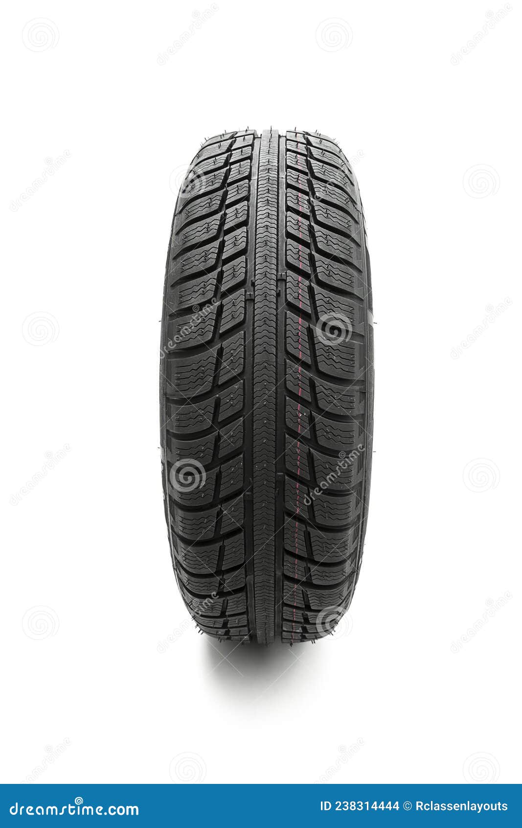 Winter Car Tires Closeup Wheel Profile Structure on White Background