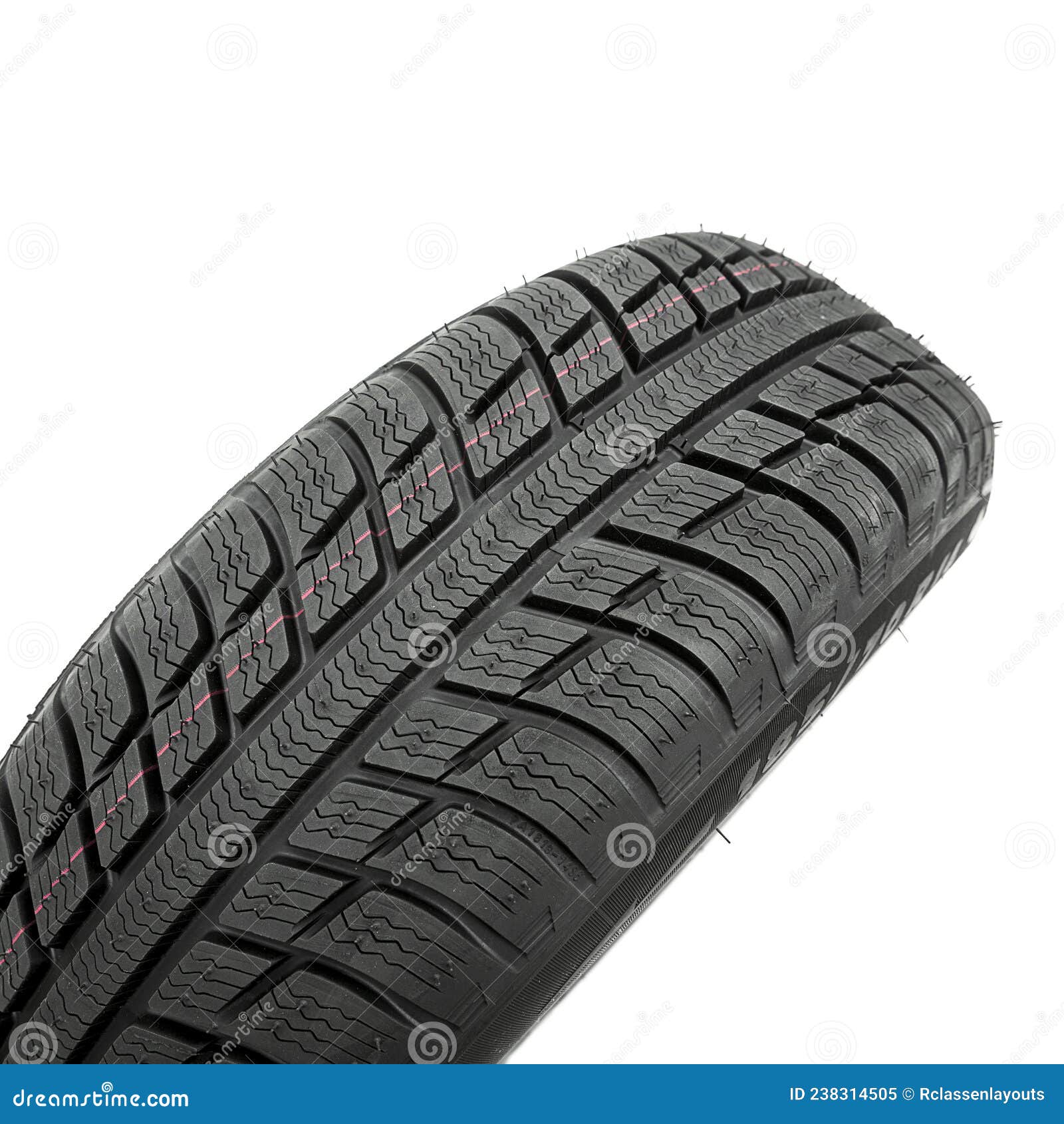 Winter Car Tires Closeup Wheel Profile Structure on White Background