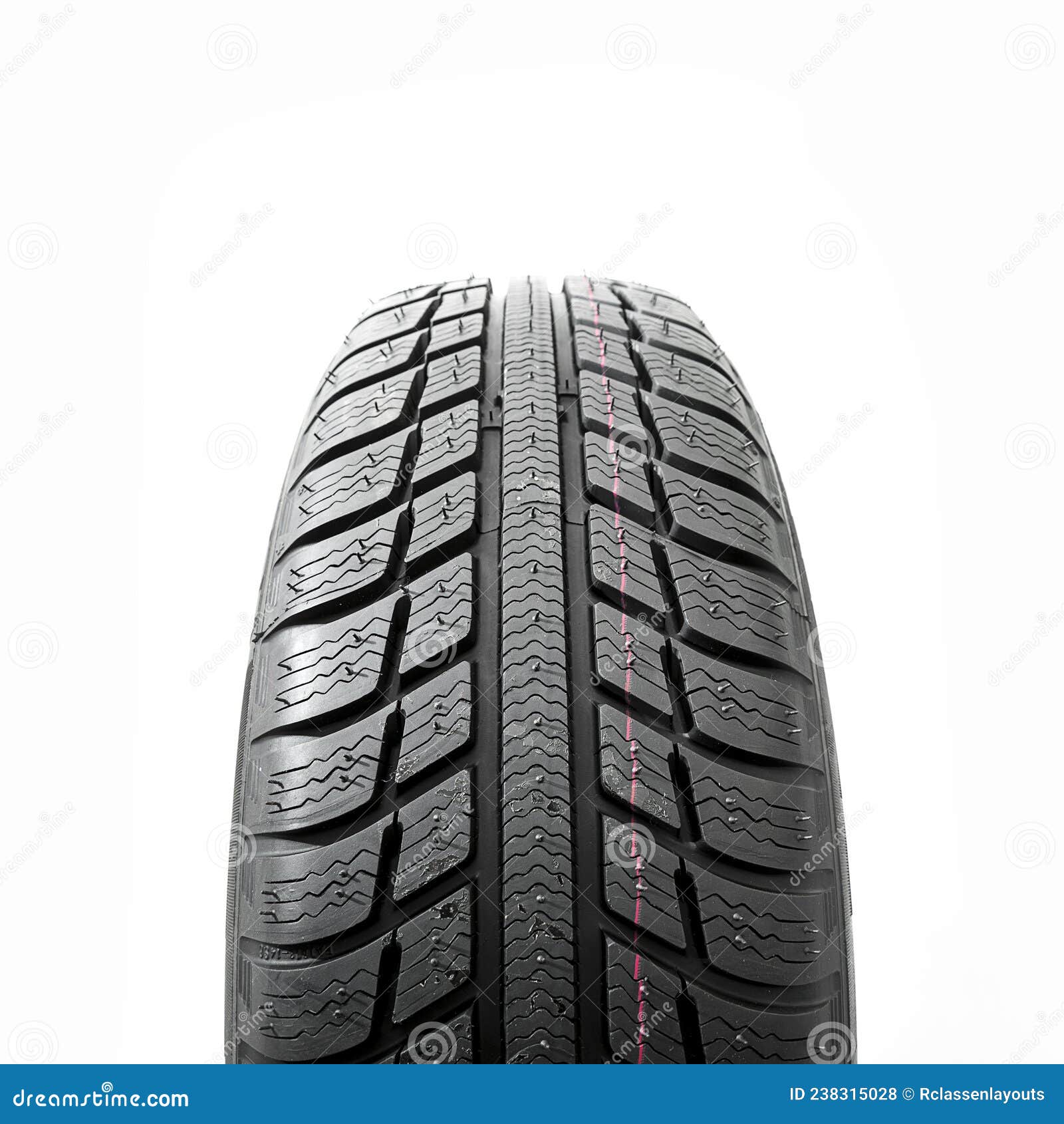 Winter Car Tires Closeup Wheel Profile Structure on White Background