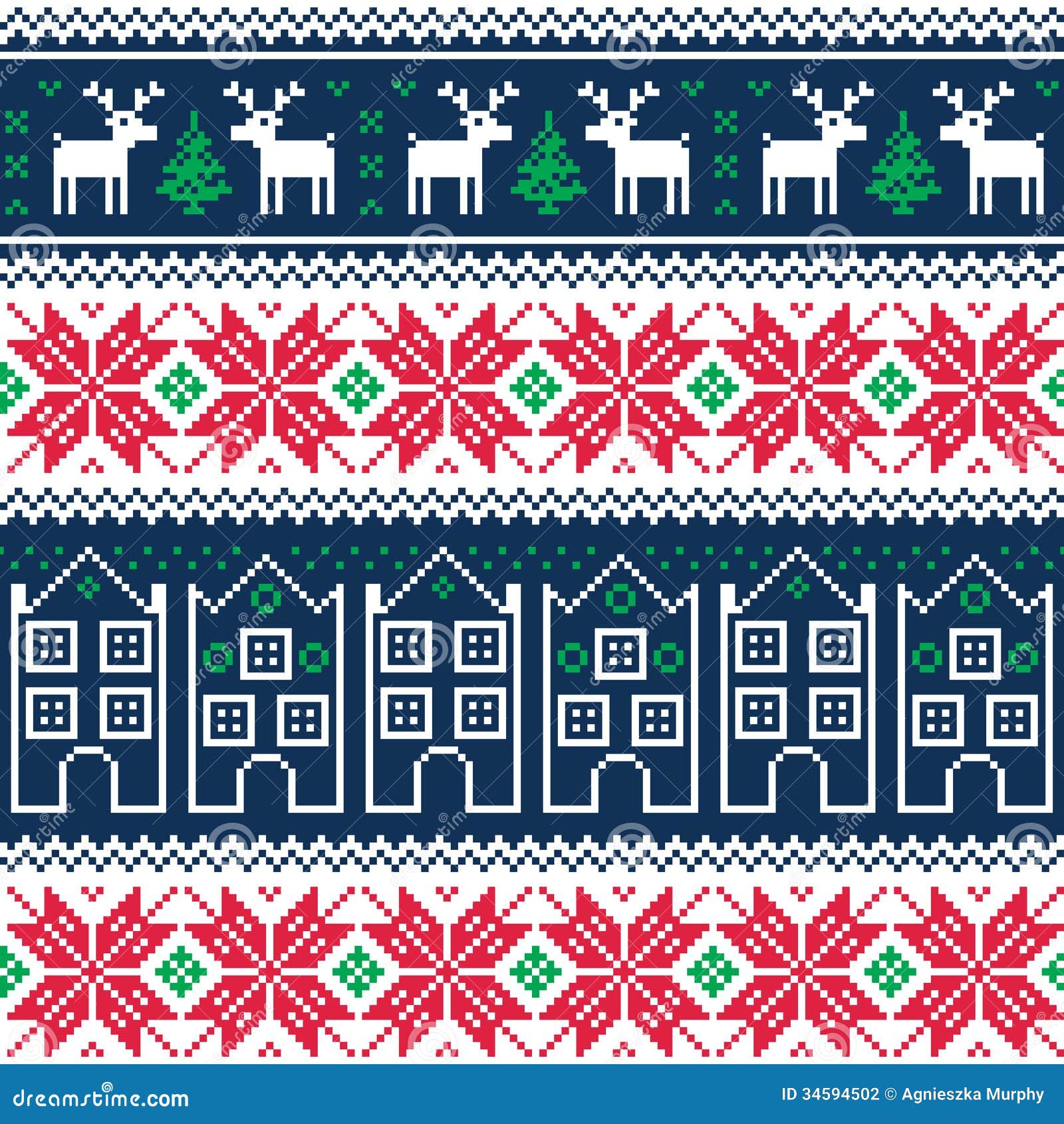 winter christmas seamless pattern with reindeer