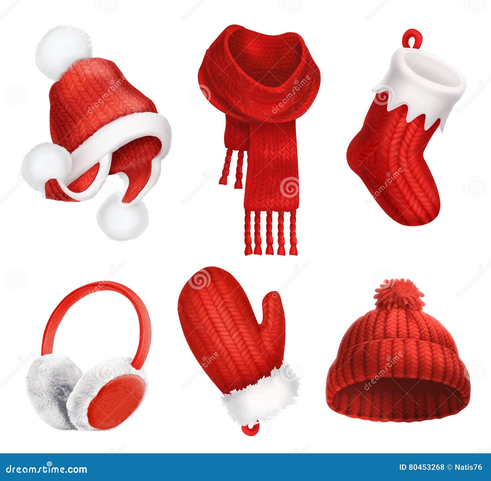 winter clothes. knitted hat. christmas sock. scarf. mitten. earmuffs.  icon