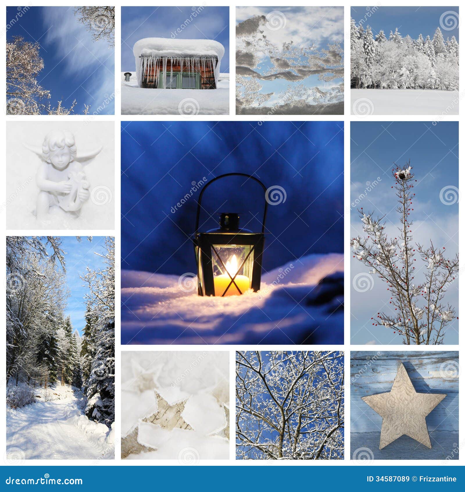 Winter Collage with Snow, Forest - Winter Season Stock Image ...