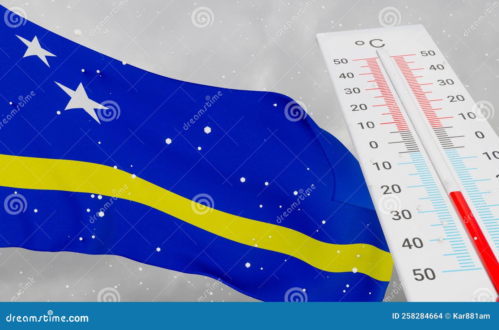 winter in curacao with severe cold, negative temperature, cold season in curacao, cruelest coldest weather in curacao, flag