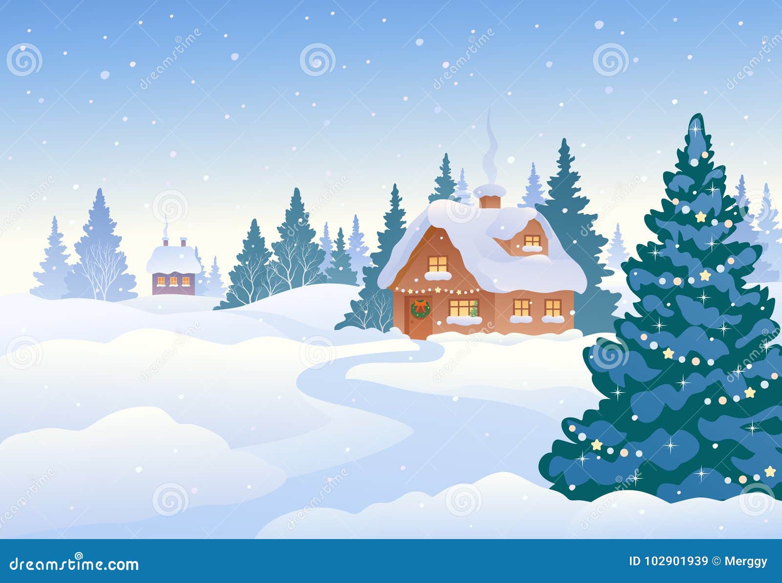 Download Winter day village stock vector Illustration of cartoon