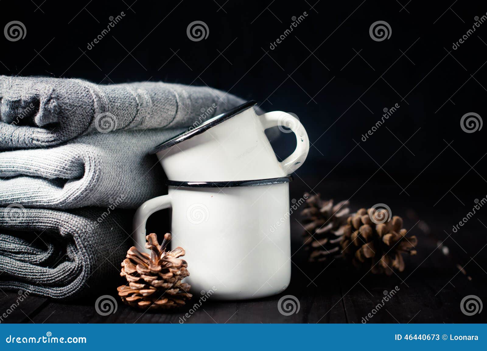 Rustic enamel coffee cup with word coffee on it and decorative