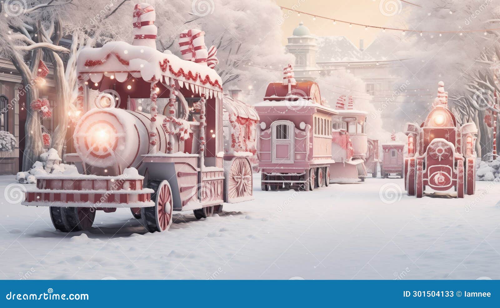 joyful winter festival parade, floats, music, festive celebration.ai generated