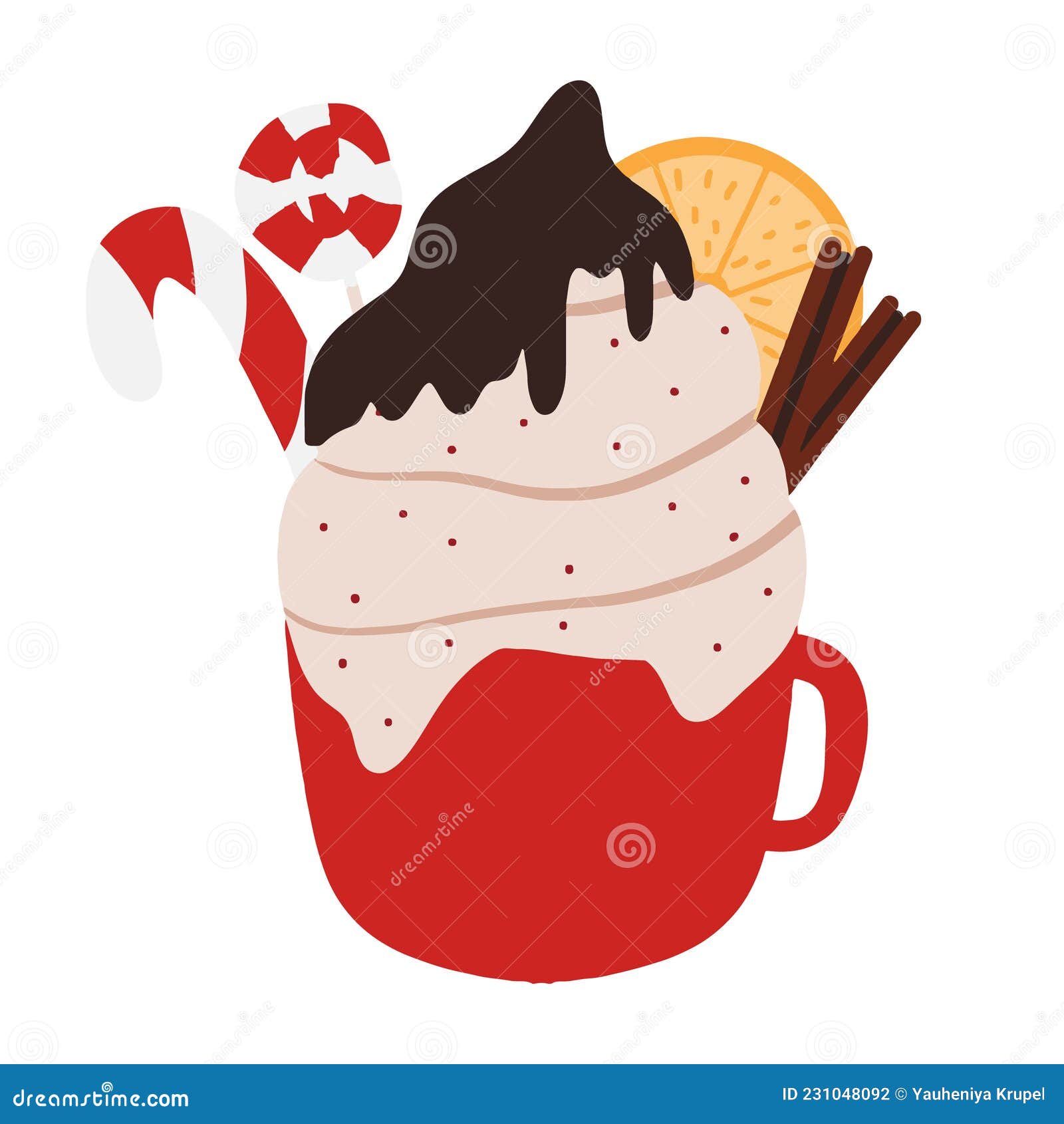 winter festive mug with hot chocolate