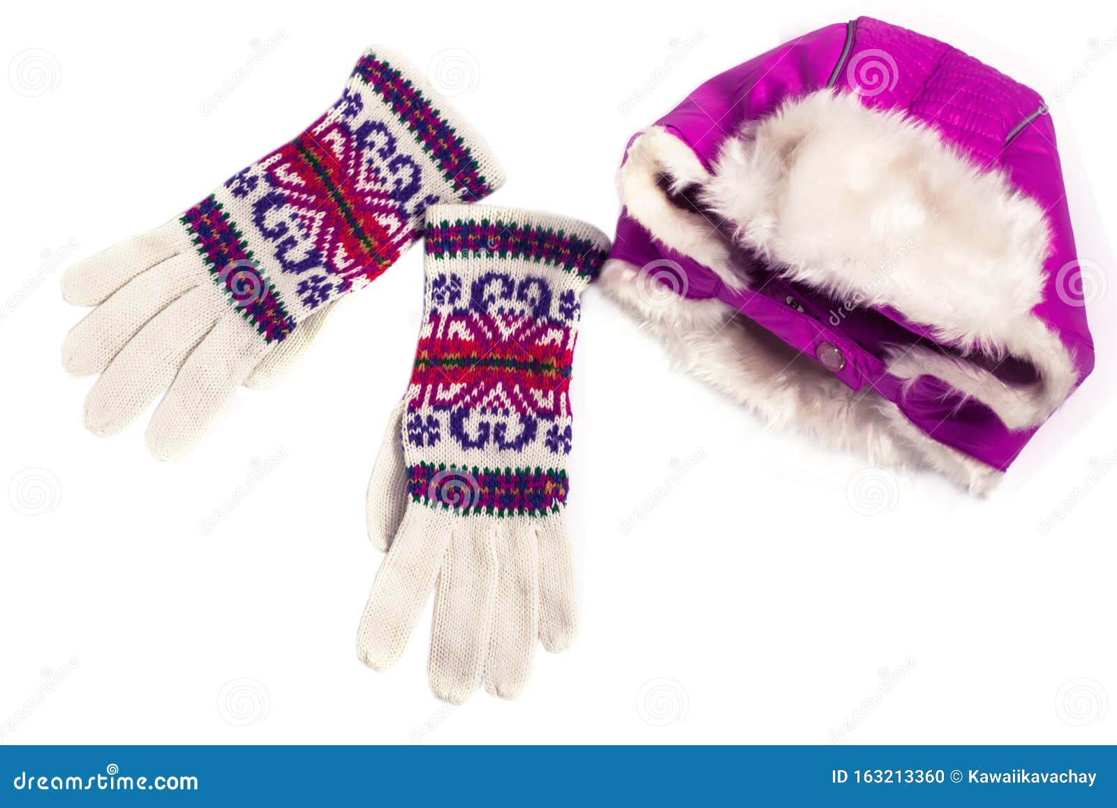 Download Winter Flatlay, Warm Purple Violet Hat With Earflaps And ...