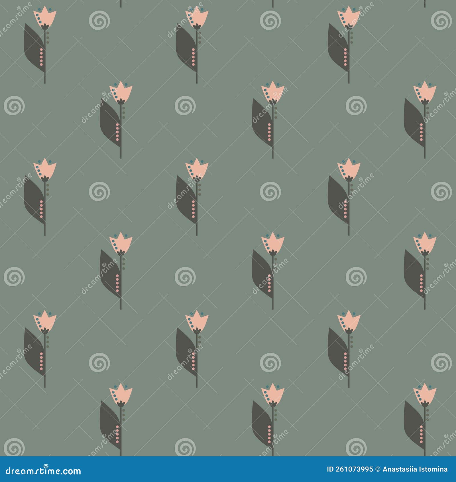 winter floral seamless pattern with tulip. simple s. sketch drawing. nature motif.