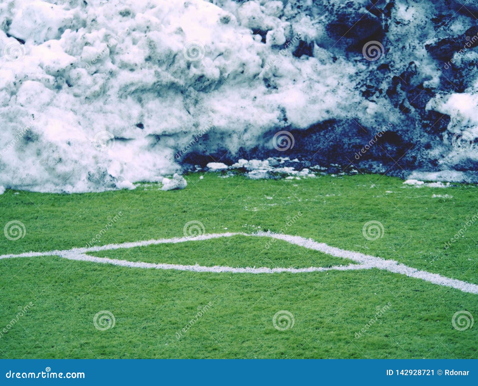 Winter Football Playground with Snow Stock Image Image of january, grass 142928721