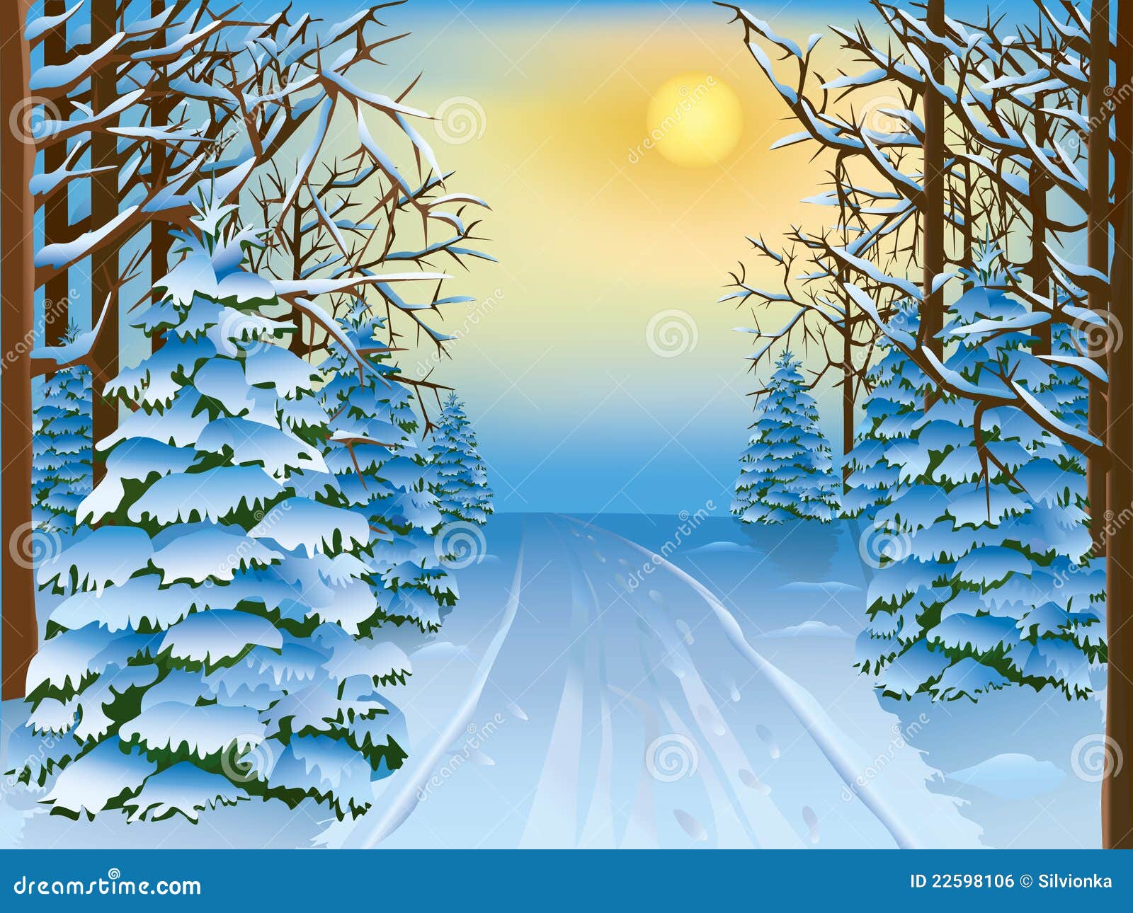 Winter Forest Stock Vector Illustration Of Background 22598106