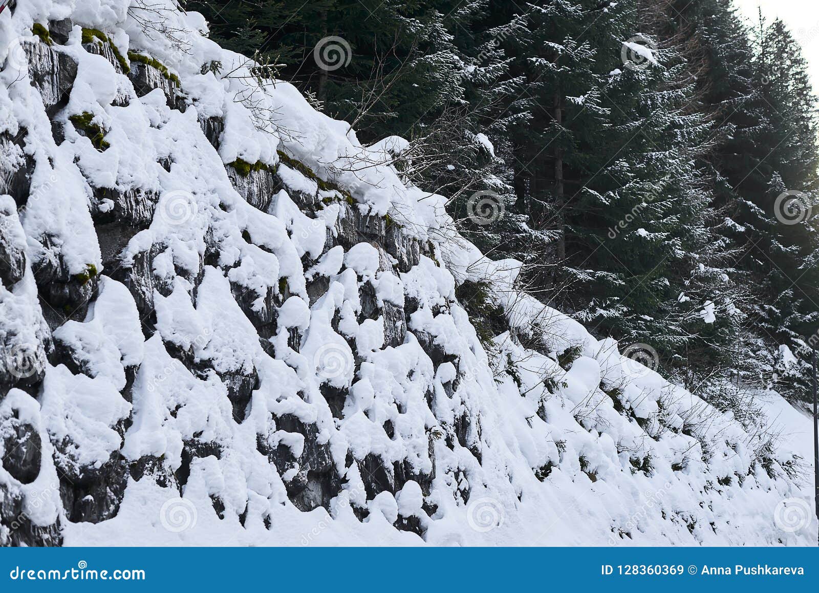Snow-covered Mountain Tops. Russia, Caucasus. Stock Photo 