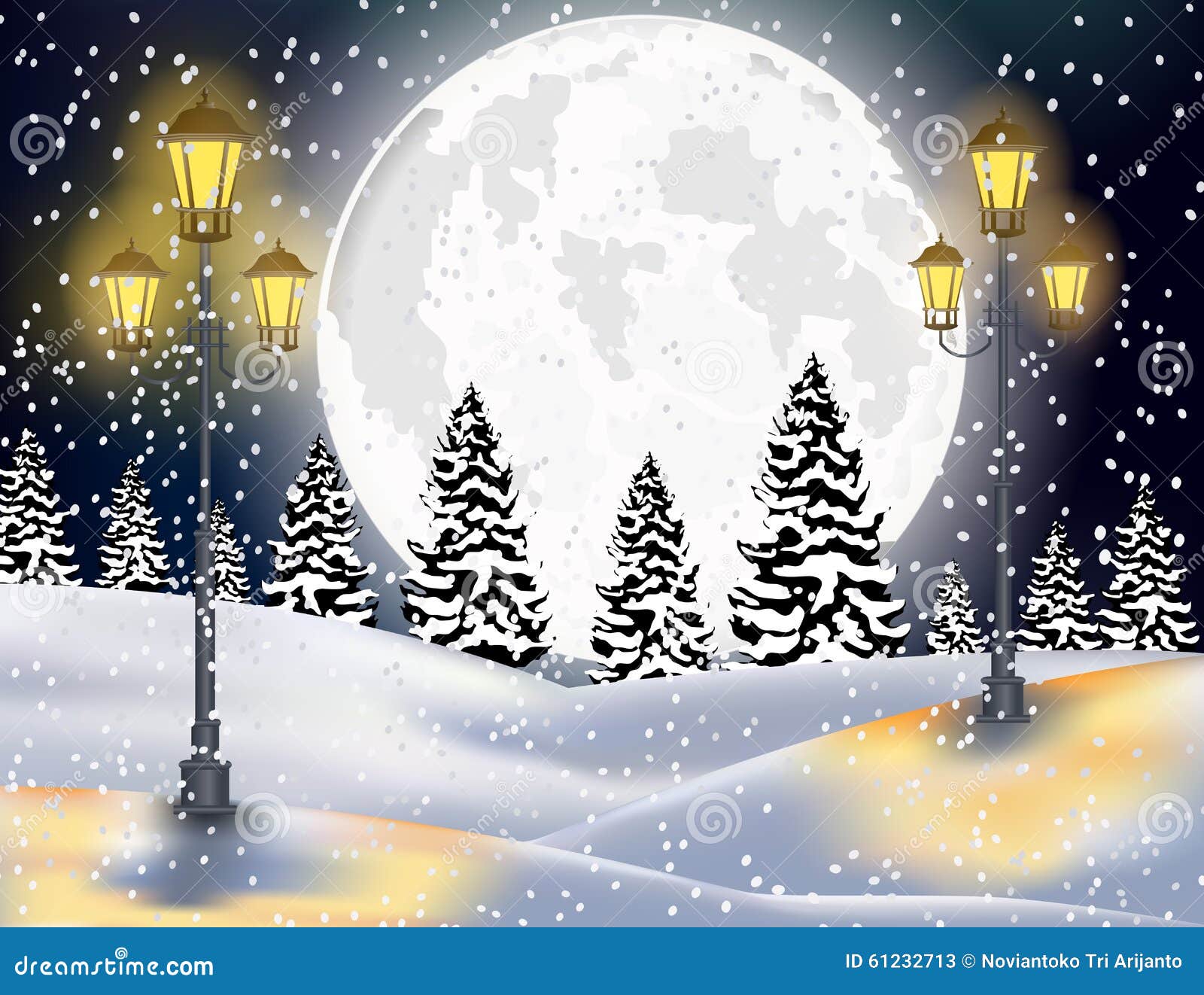 Winter Forest Landscape Christmas Background Stock Vector