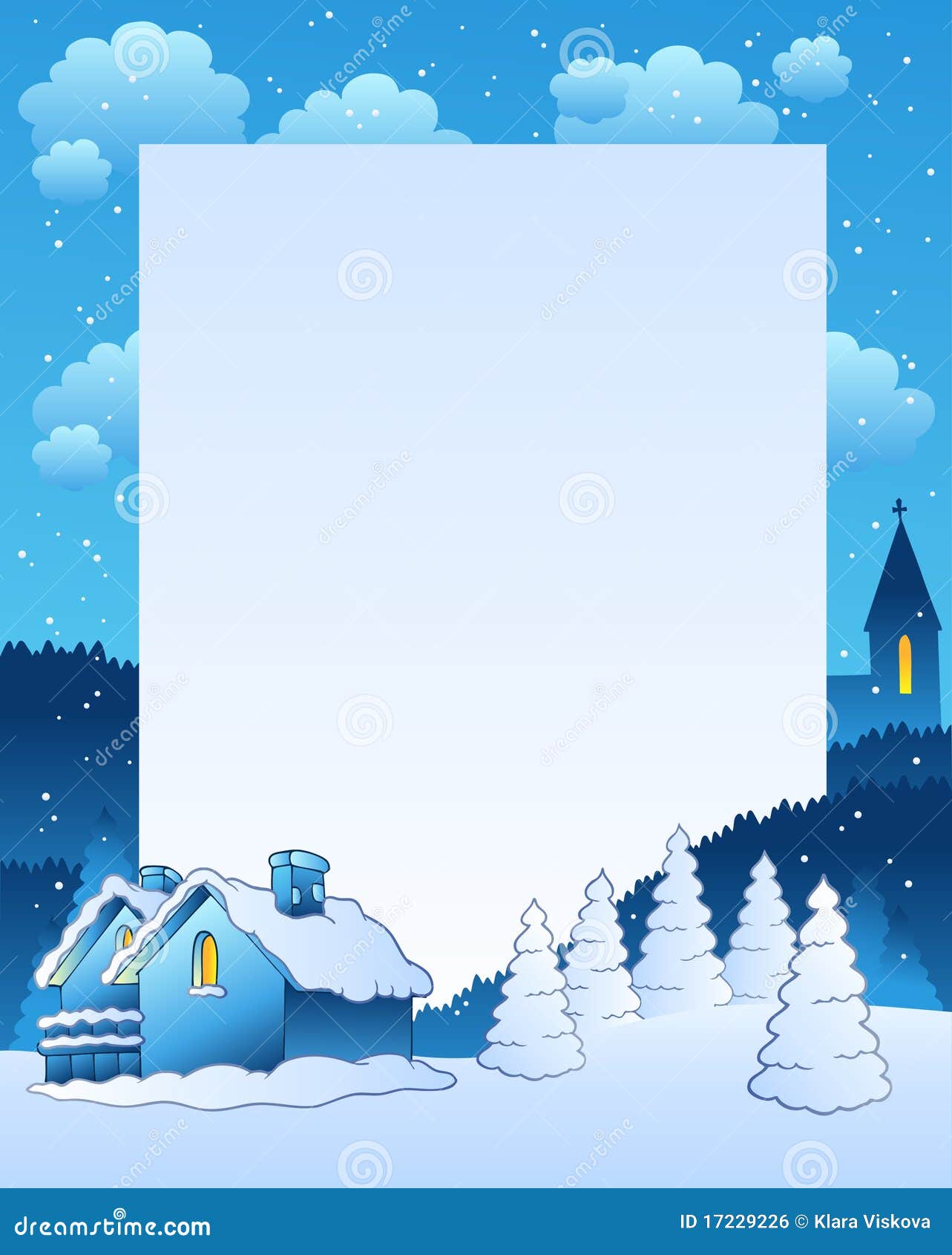 Winter Frame with Small Village Stock Vector Illustration of country