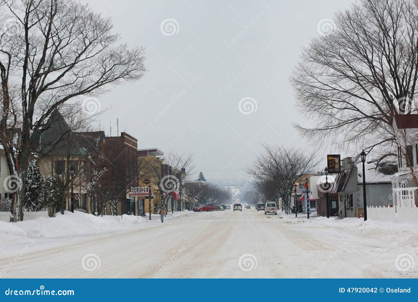 Winter Frankfort Michigan Street Scene Editorial Photography