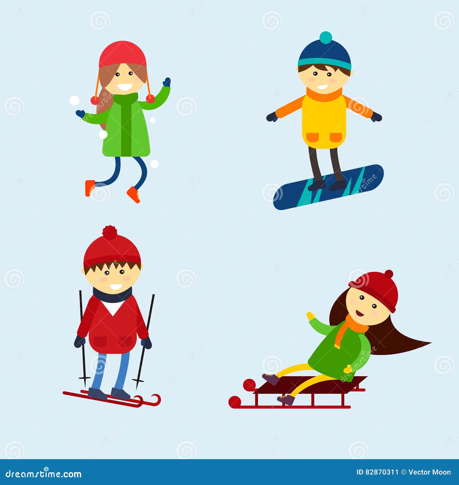 Winter Games Kids Vector Illustration. Stock Vector - Illustration of  extreme, activity: 82870311