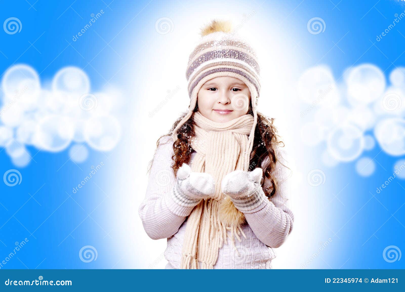 Winter Girl Abstract White and Blue Background Stock Photo - Image of ...