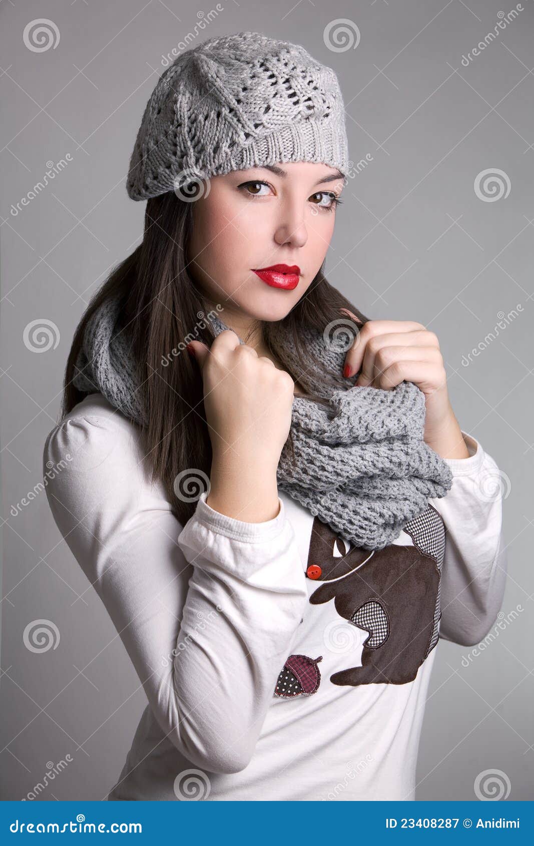 Winter Girl Portrait With Scarf And Hat Royalty Free Stock Photography Image 23408287