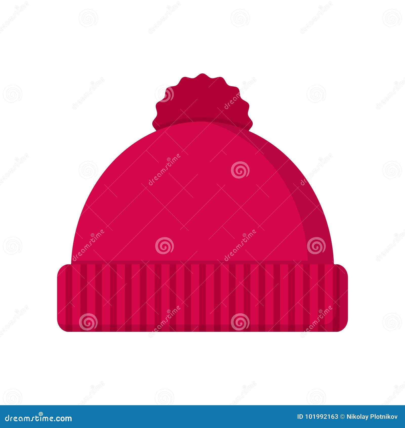 Winter Hat Icon In Flat Style Isolated On White Background. Stock