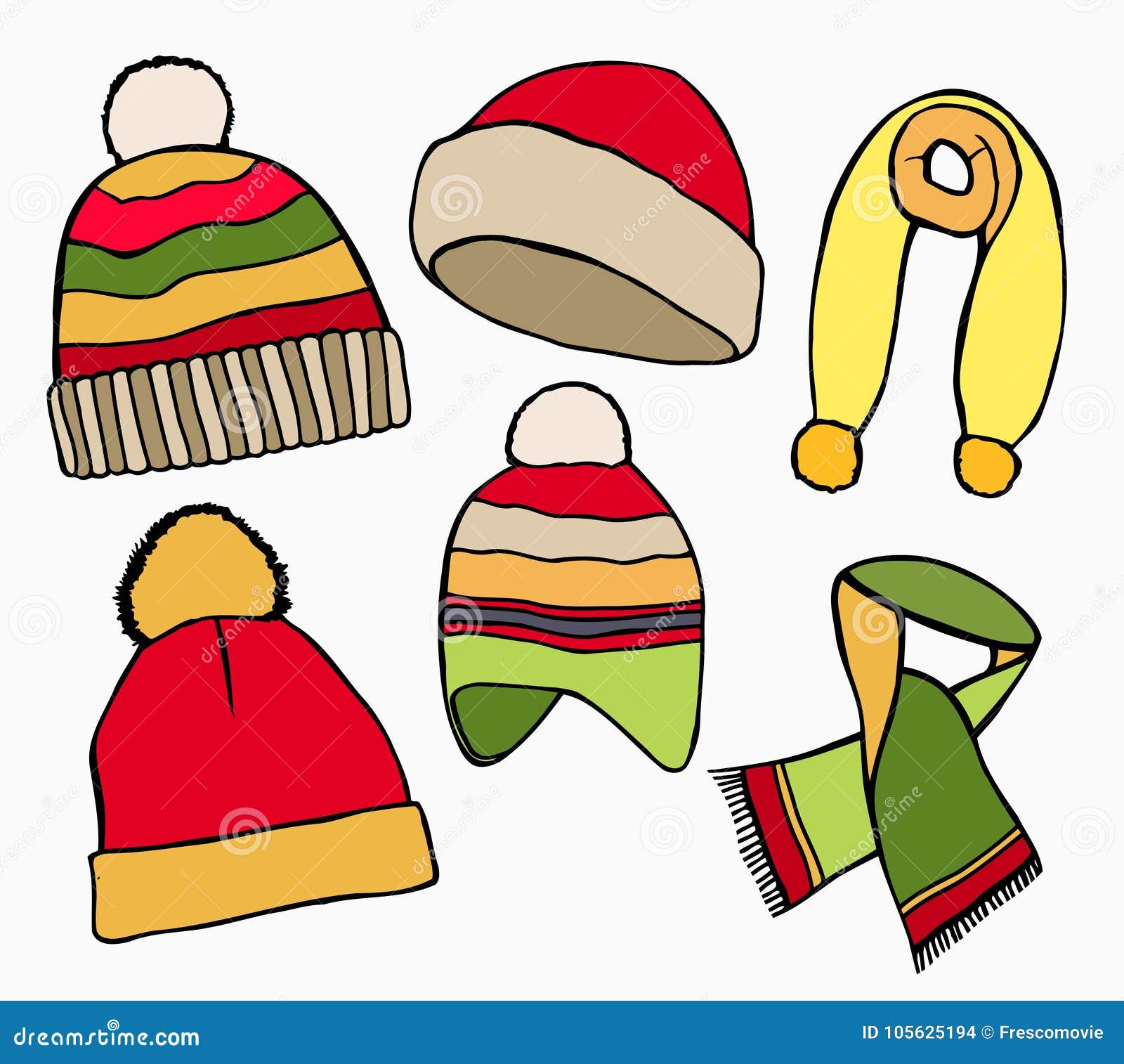 Winter hat, scarves stock vector. Illustration of fabric - 105625194