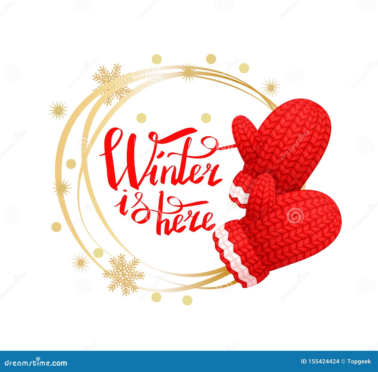 Download Winter Is Here, Wreath Made Of Snowflakes, Gloves Stock ...