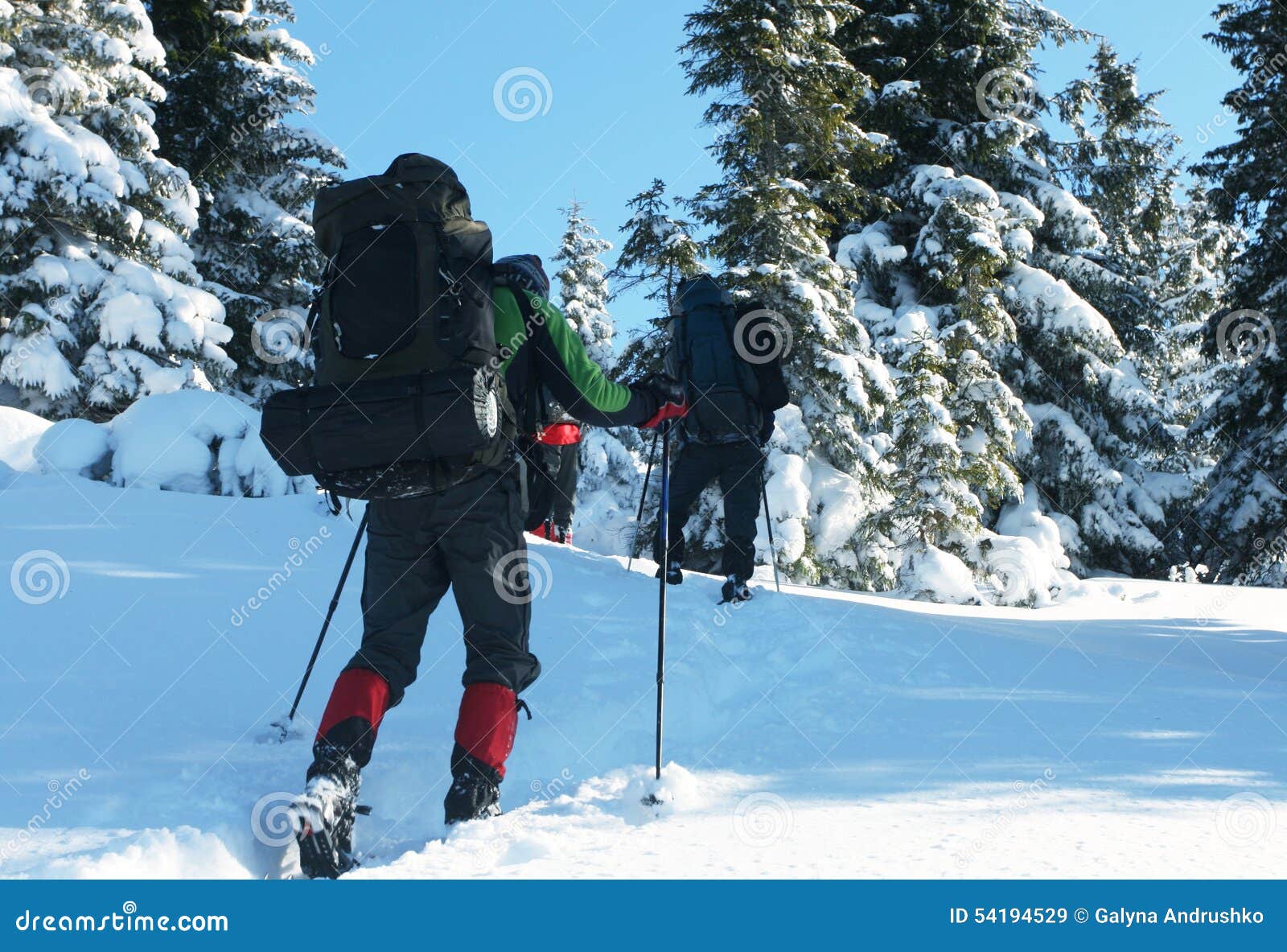 Winter hiking stock image. Image of hike, people, sunshine 54194529