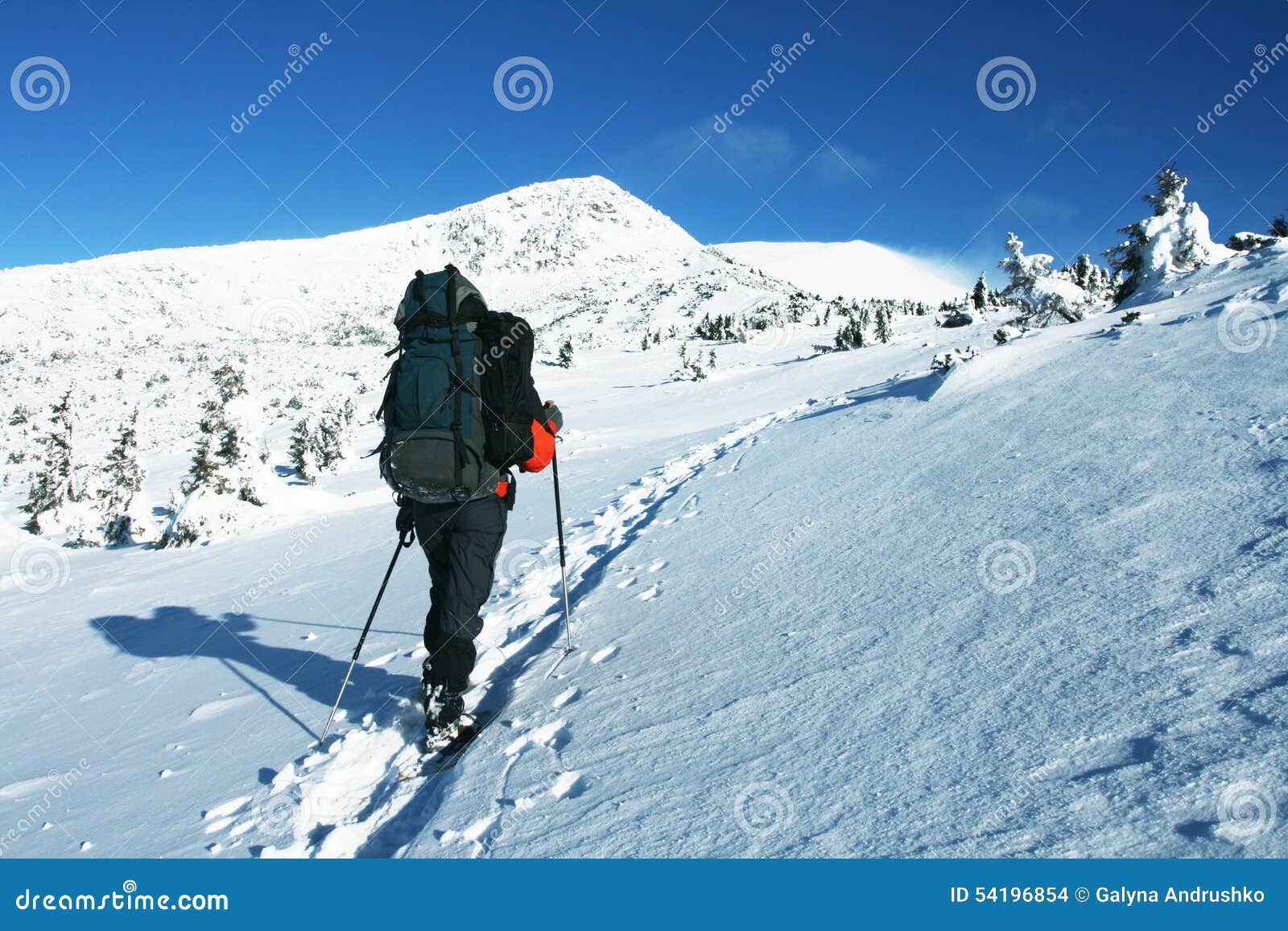 Winter hiking stock photo. Image of people, travel, morning 54196854