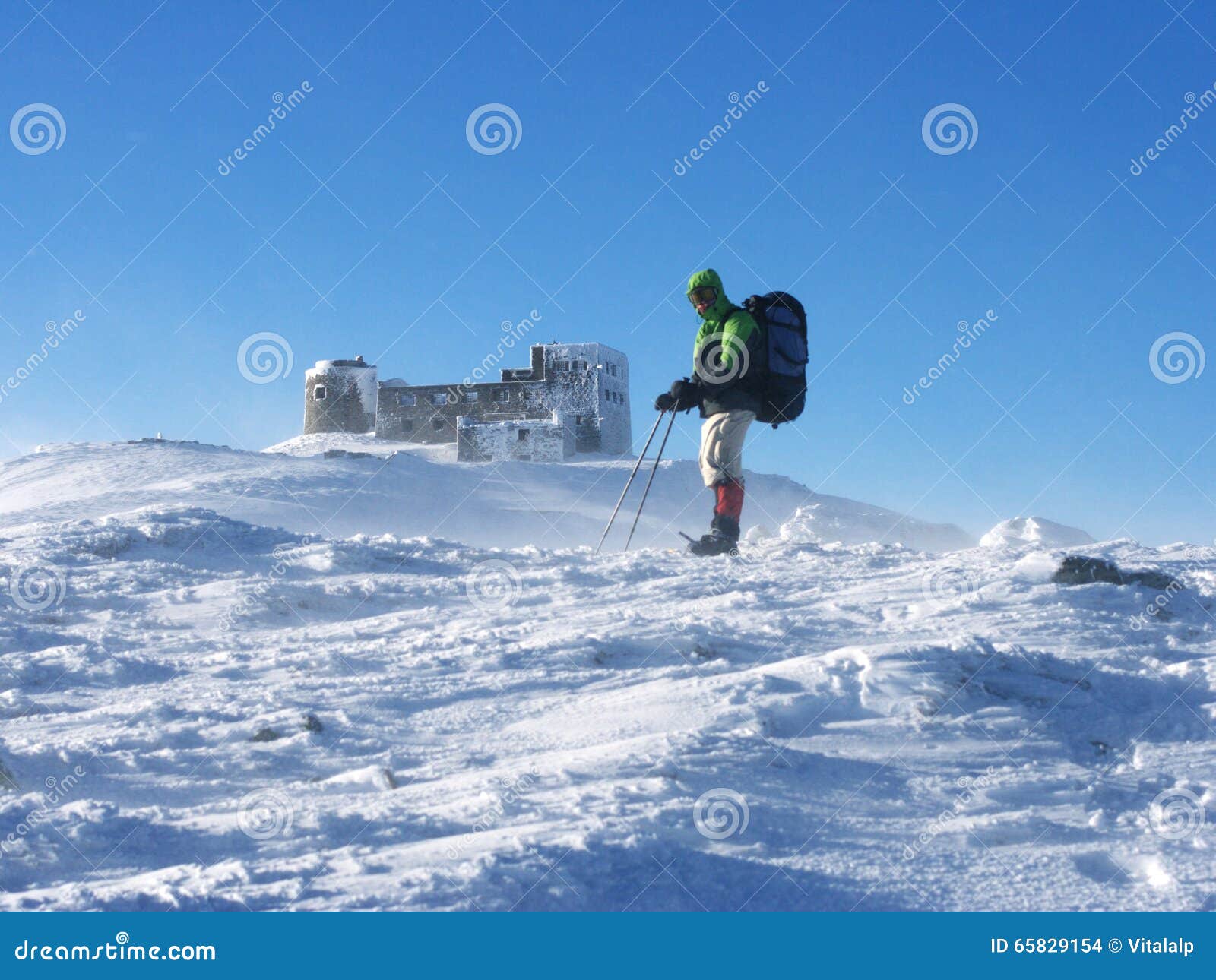 Winter Hiking in the Mountains on Snowshoes Stock Photo Image of extreme, goal 65829154