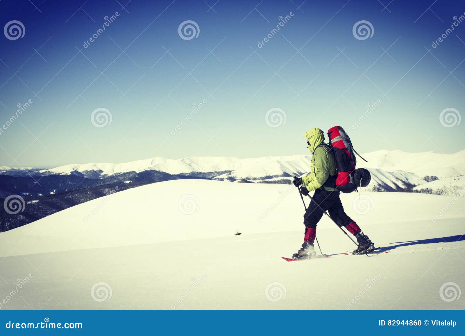 Winter hiking. stock photo. Image of recreation, quiet 82944860