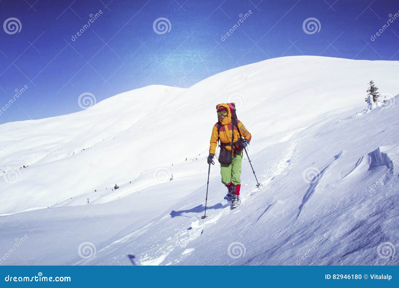 Winter hiking. stock photo. Image of quiet, nature, meadow 82946180