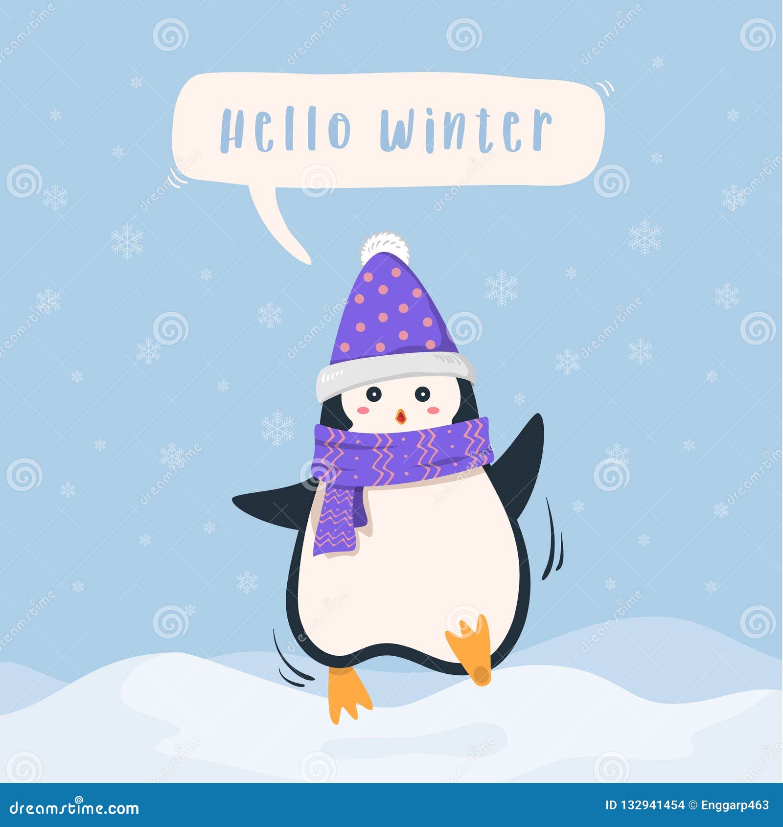 https://thumbs.dreamstime.com/z/winter-holiday-cute-penguin-background-cartoon-wearing-scarf-snow-hats-cheerfully-say-hello-landscape-scene-vector-132941454.jpg