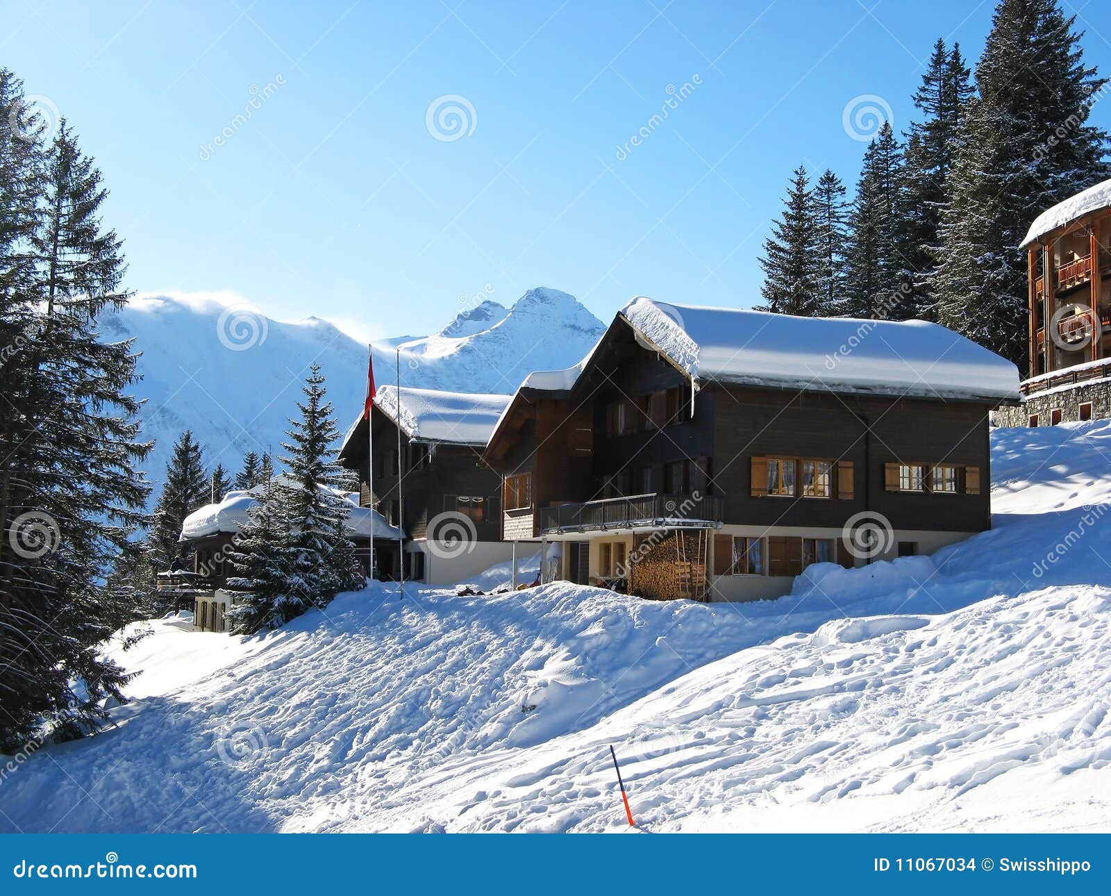 Winter holiday house stock photo. Image of pine, hill 11067034