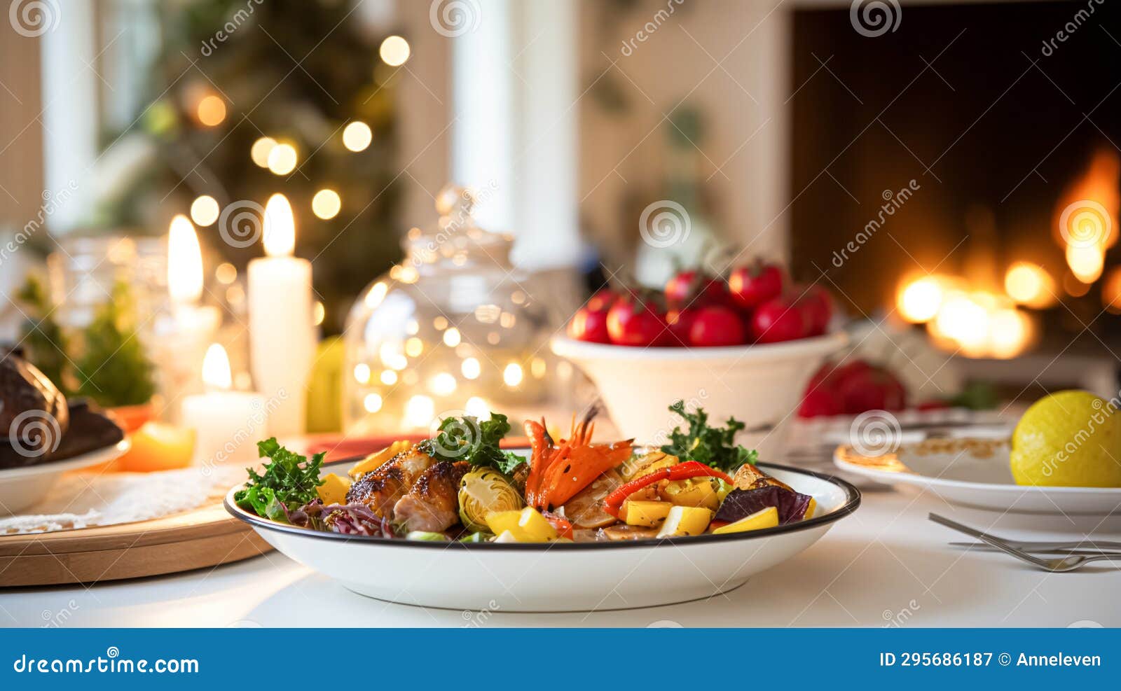 winter holiday meal for dinner celebration menu, main course festive dish for christmas, family event, new year and holidays,
