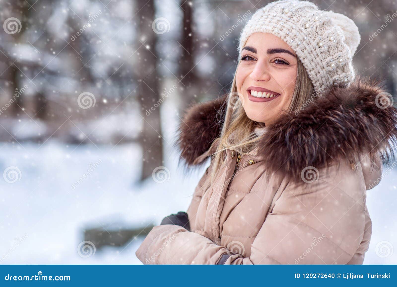 Winter Holidays, Christmas and People Concept - Young Woman in Stock ...