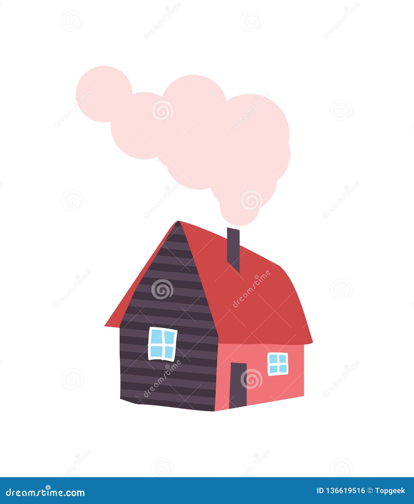Download Winter House With Chimney, Smoke From Pipe, Vector Stock Vector - Illustration of construction ...