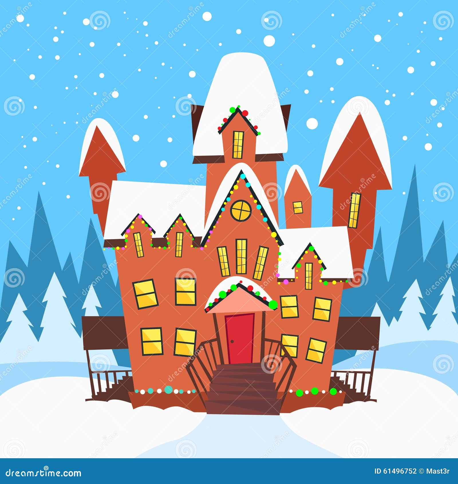 Download Winter House Snow Forest Tree Flat Vector Stock Vector ...
