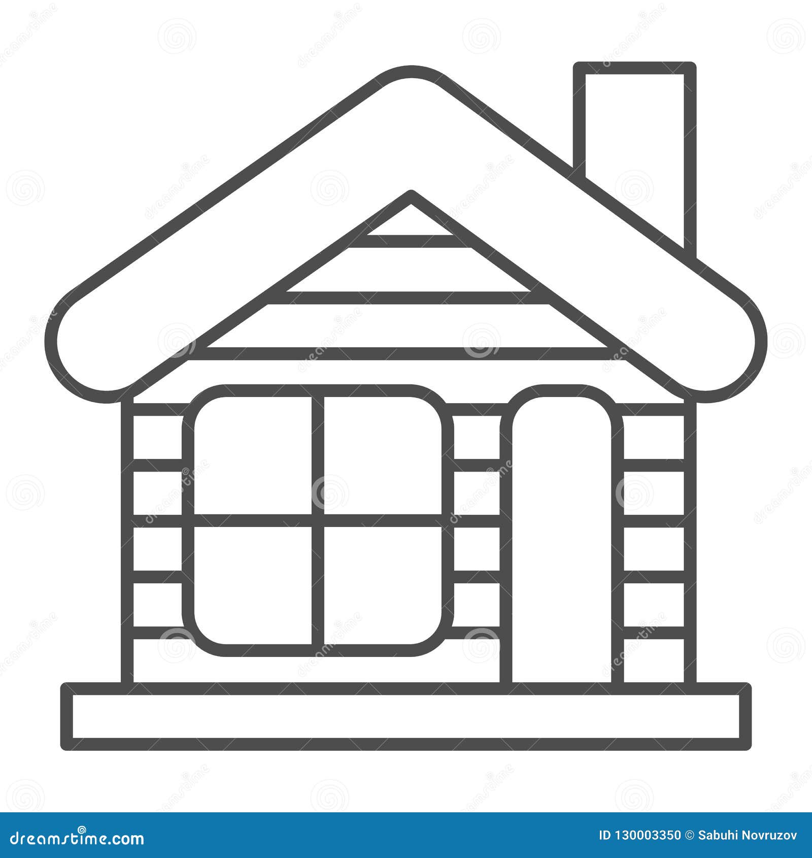 winter house thin line icon. christmas house    on white. gingerbread house outline style
