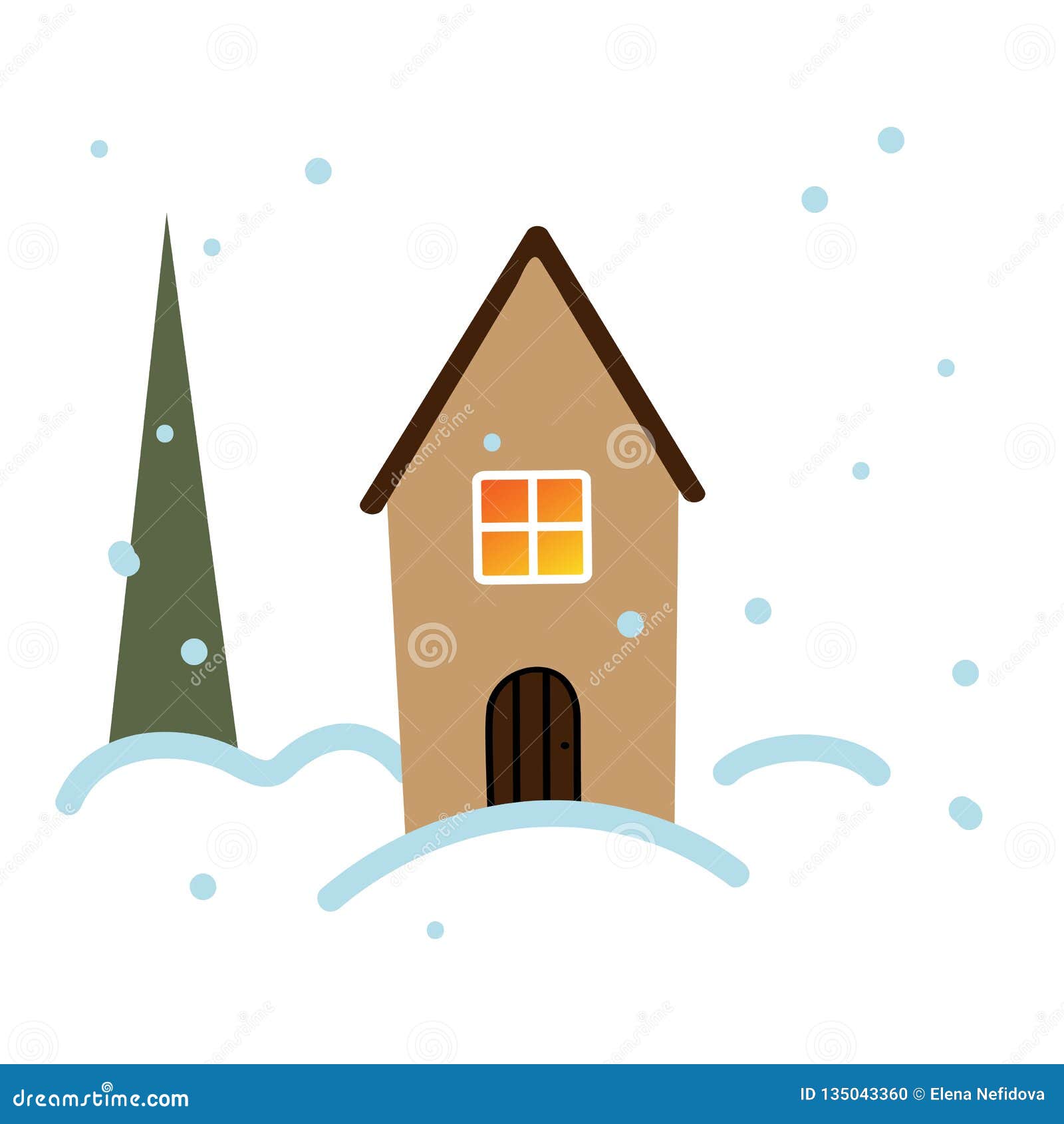 Download Winter House With Trees And Snow. Vector Illustration ...