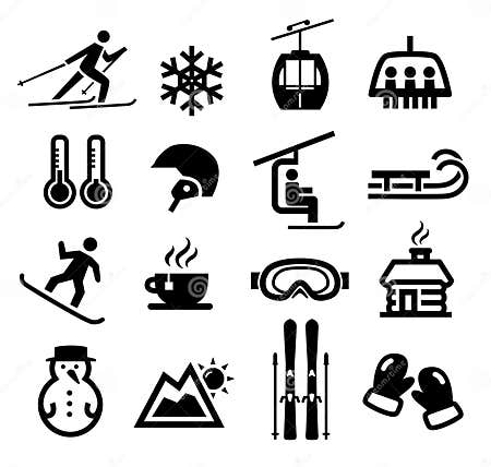 Winter Icons stock vector. Illustration of lift, snowboard - 37223988