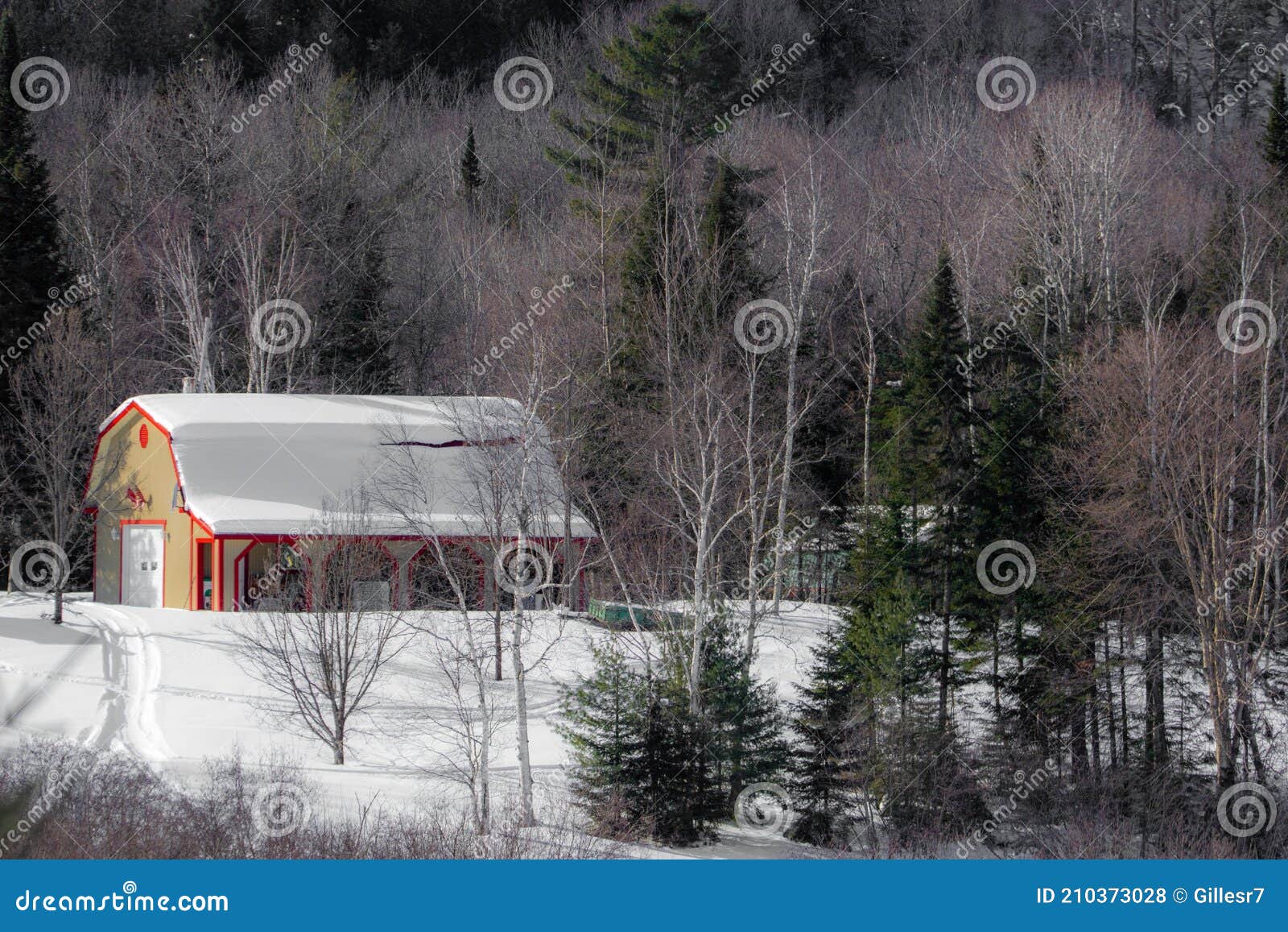 nice barn, winter landsacape on the countryside