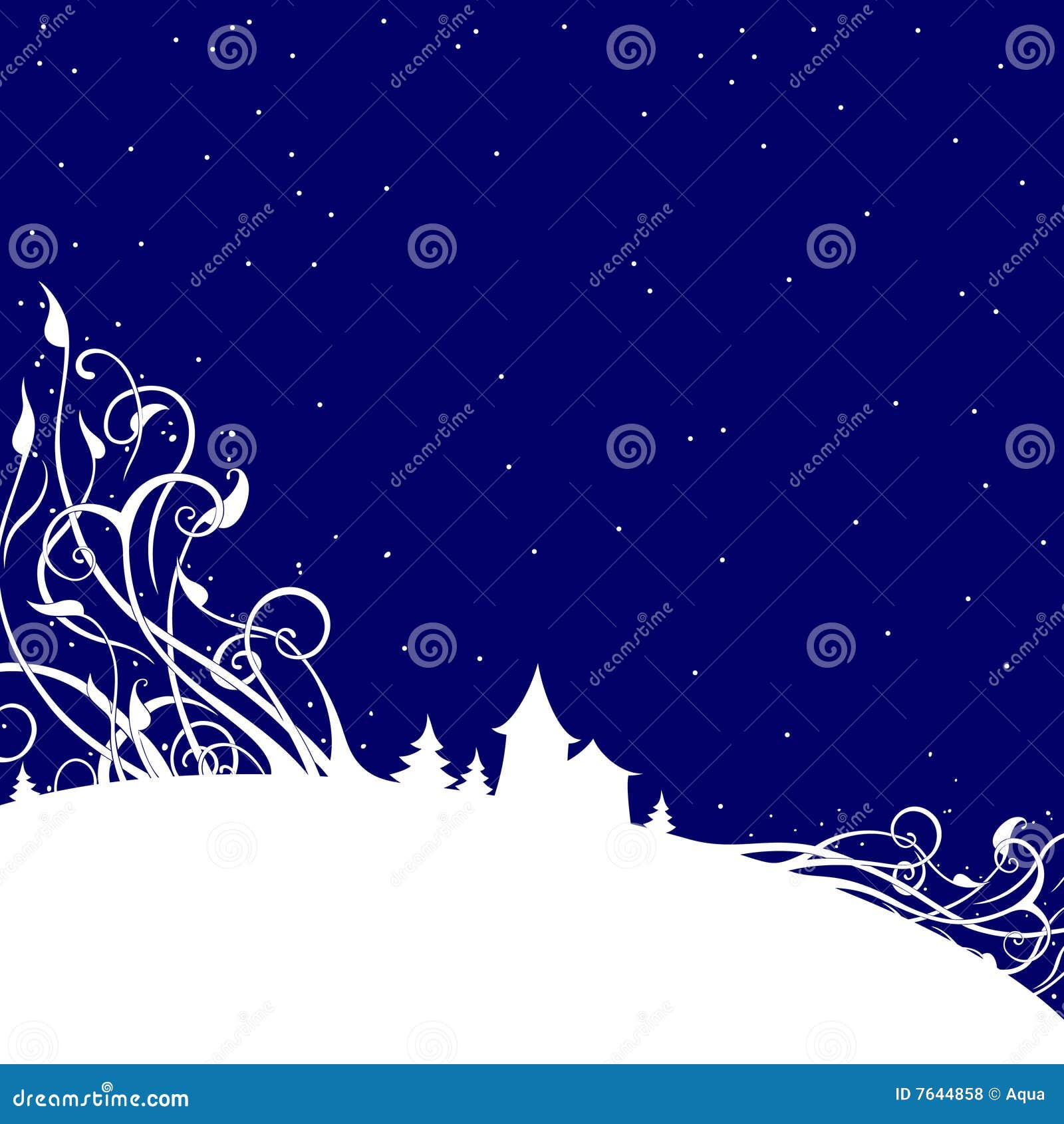 Winter landscape stock vector. Illustration of frame, house - 7644858