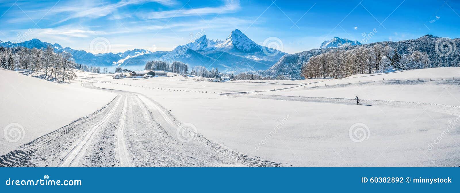 winter landscape in the bavarian alps with watzmann massif, germany
