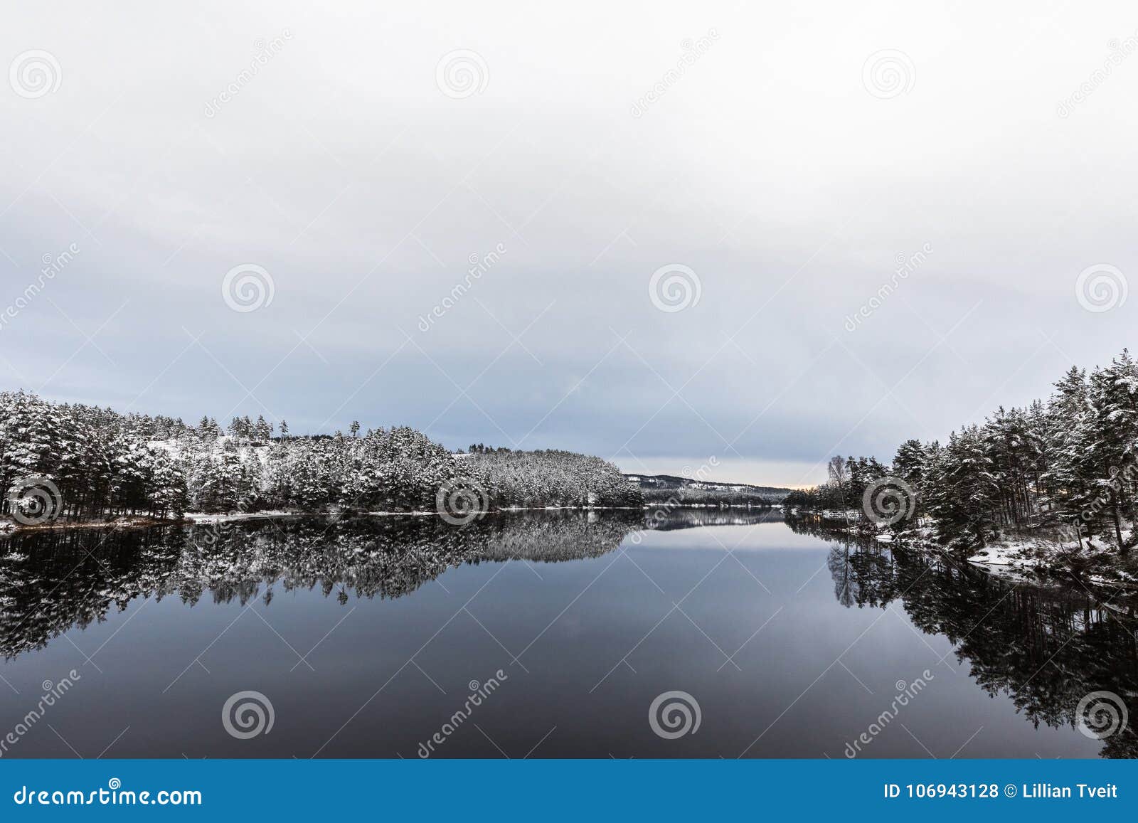 winter landscape, open water in the otra river, south part of norway