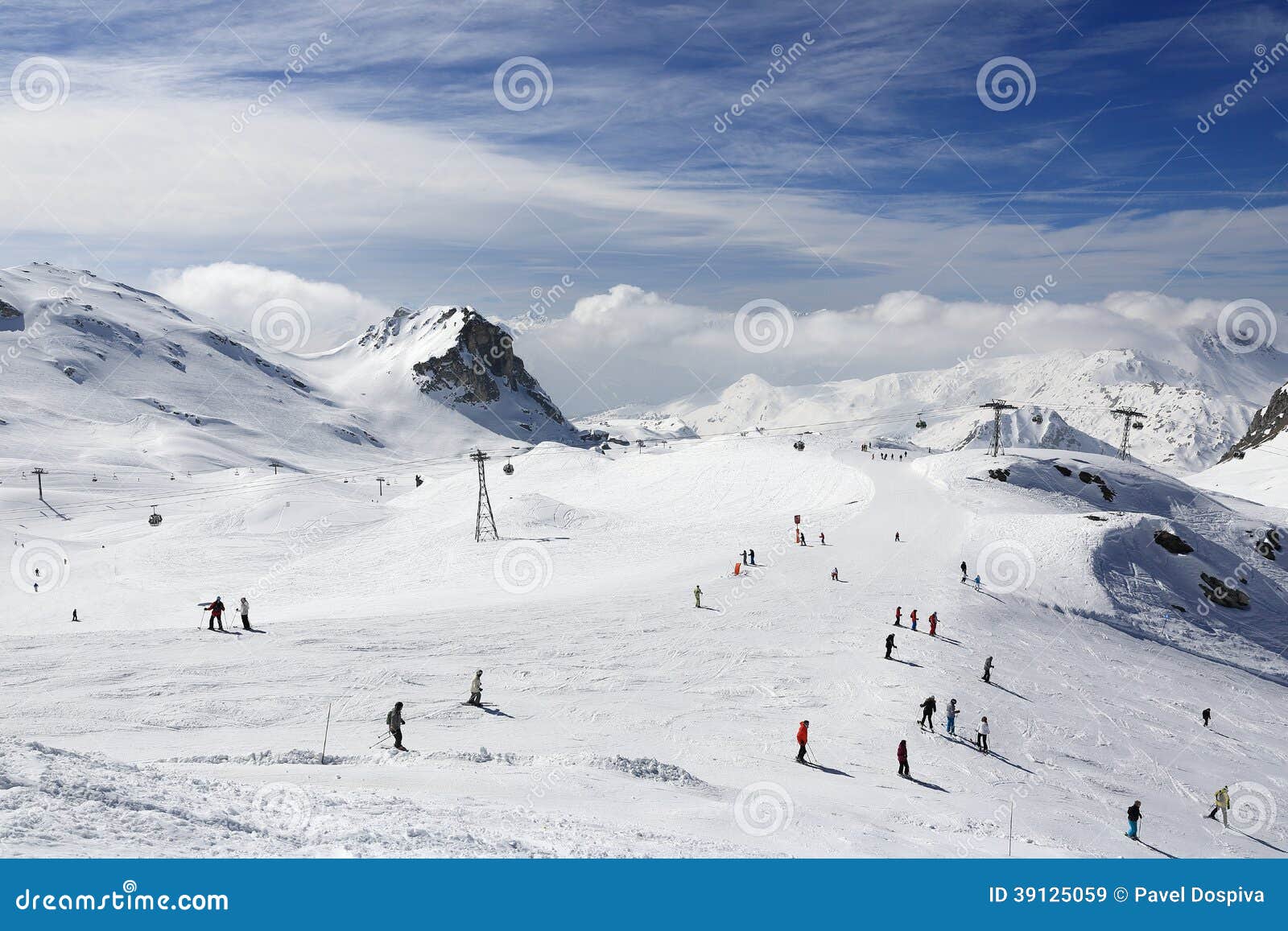 winter landscape in the ski resort of la plagne, france