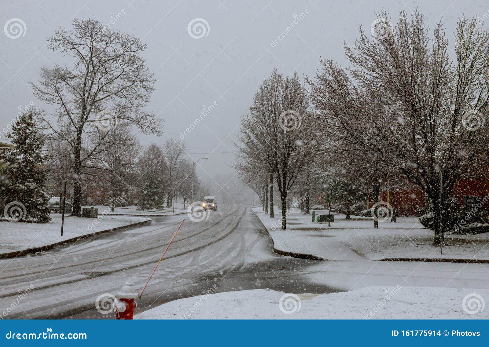 Winter Landscape Street of a Small Town Snow Covered Pavement Canada ...