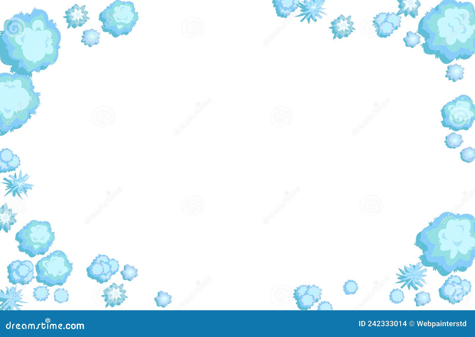 winter landscape top view. frame around edge of image. snowy frosty nature in cold season. from high. drifts of snow
