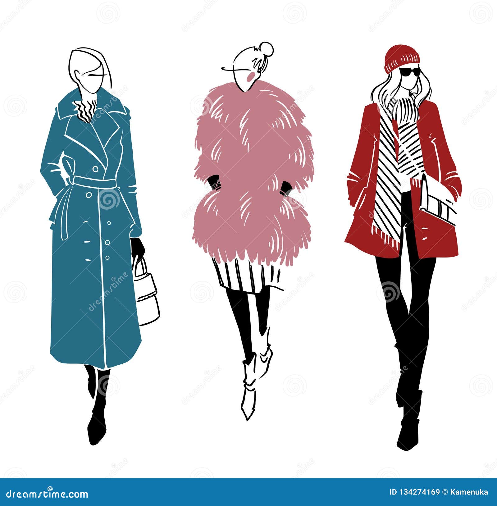 Winter Look. Fashion Illustration, Vector Drawing Stock Vector