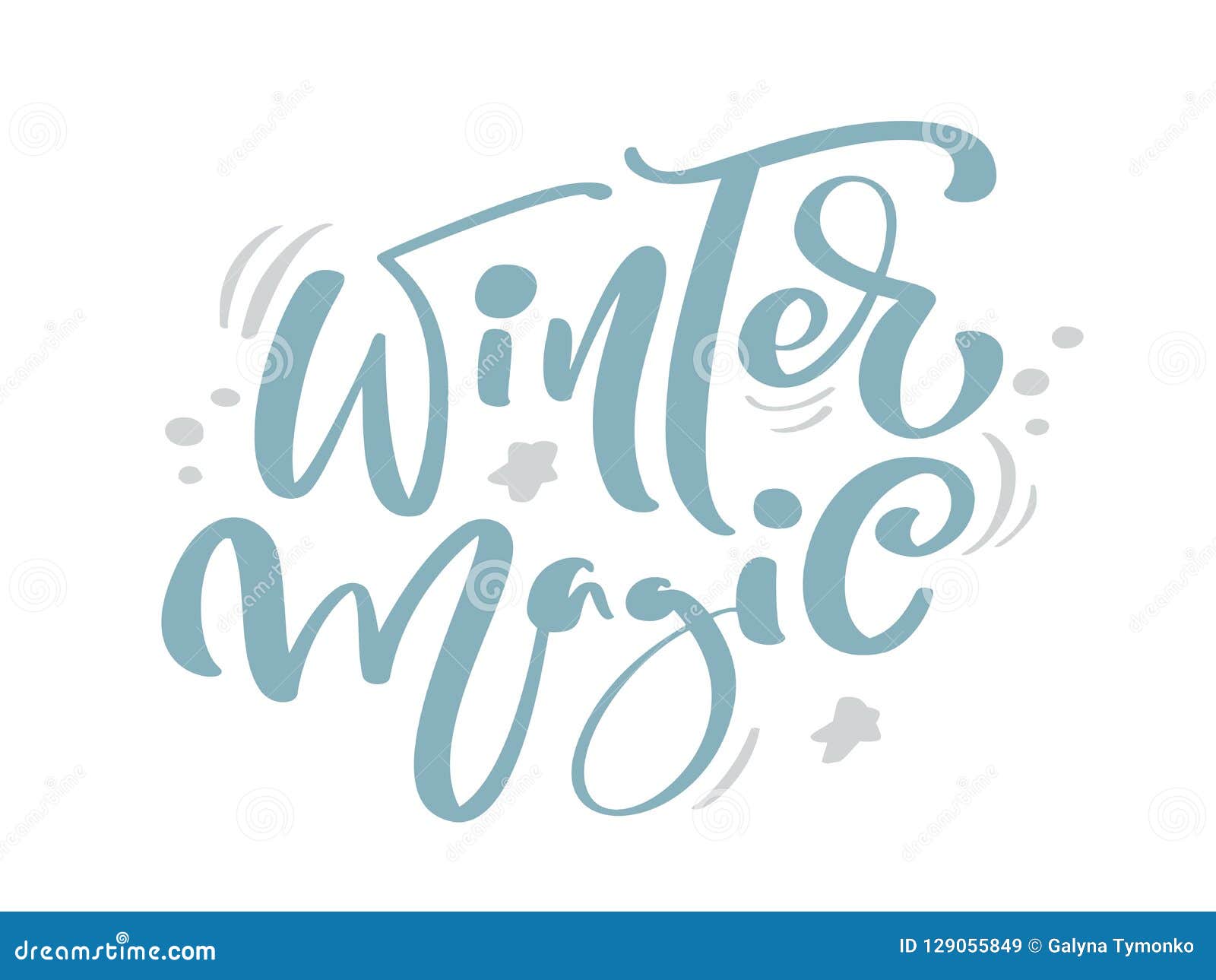 Winter Magic Blue Christmas Vintage Calligraphy Lettering Vector Text ...