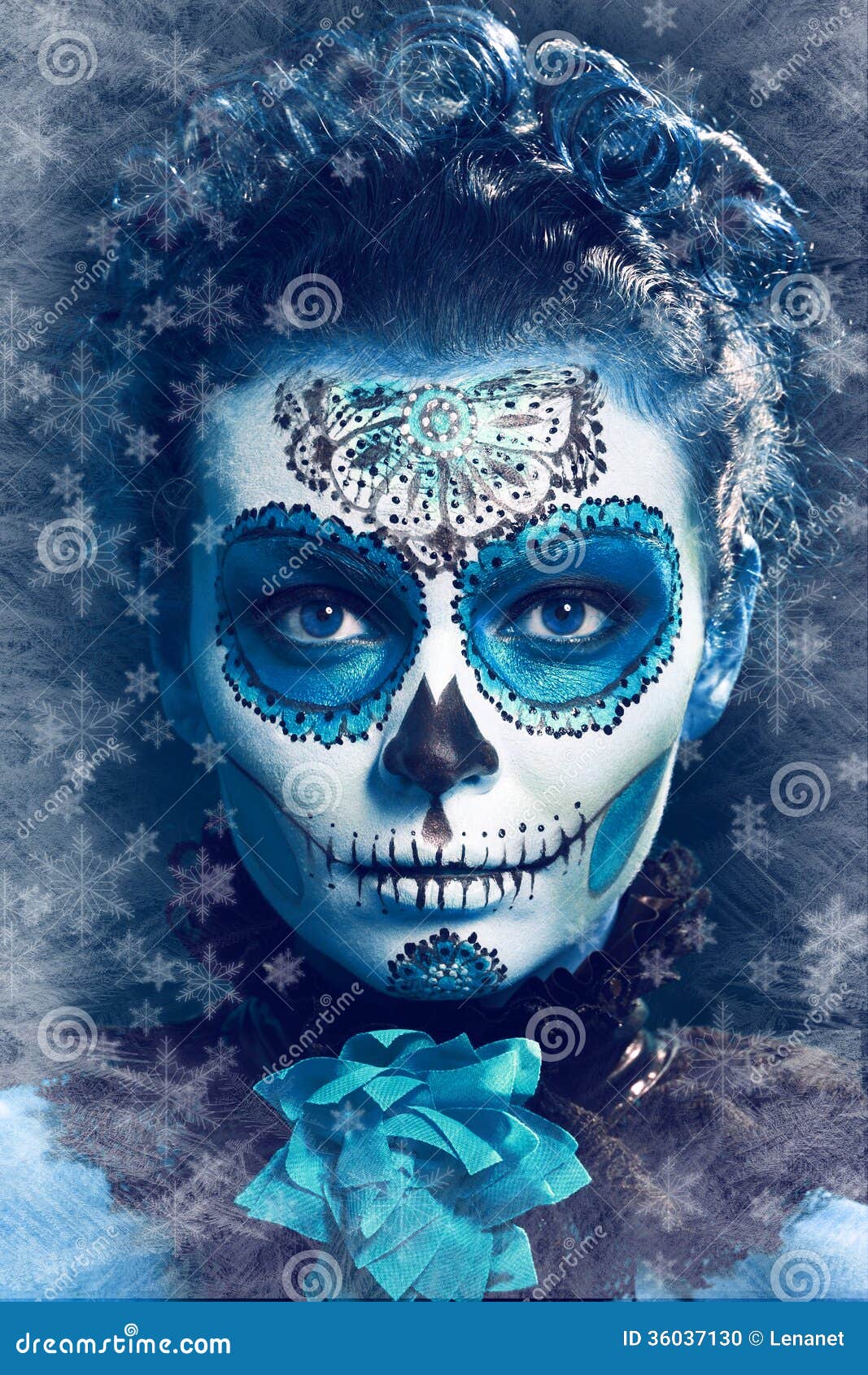 Winter Make Up Sugar Skull Stock Photo - Image: 36037130